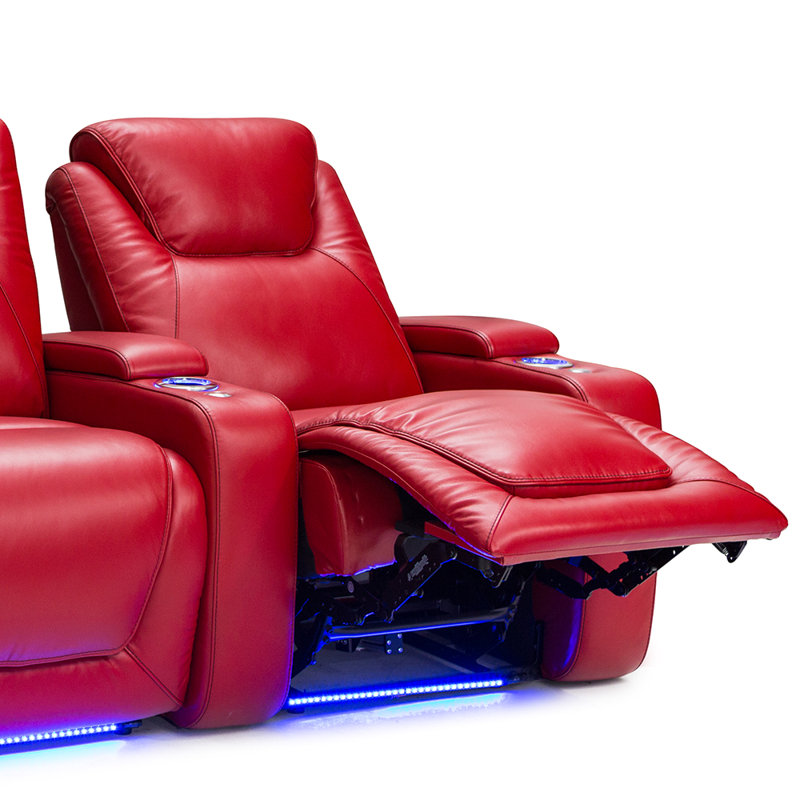 Latitude Run® Leather Power Reclining Home Theater Seating with Cup
